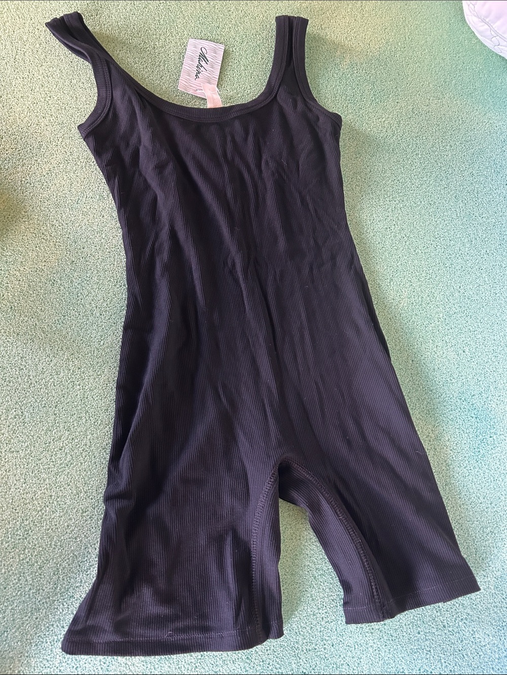Mahina Hawai’i Black Ribbed Tank Romper jumpsuit